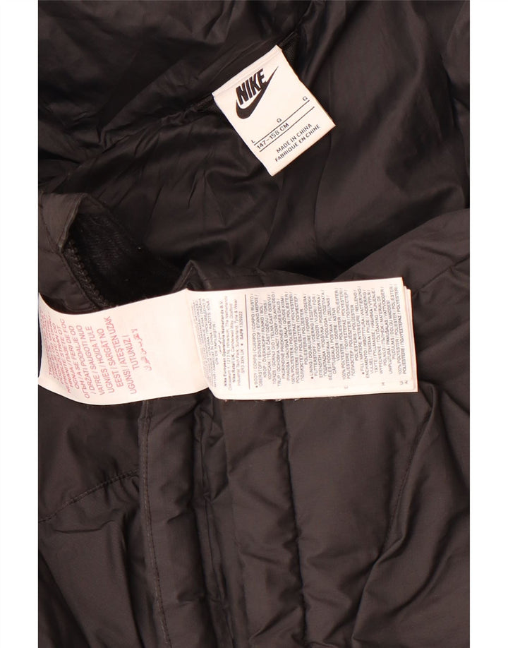 Jaqueta acolchoada com capuz Nike Boys 12-13 anos grande poliéster preto