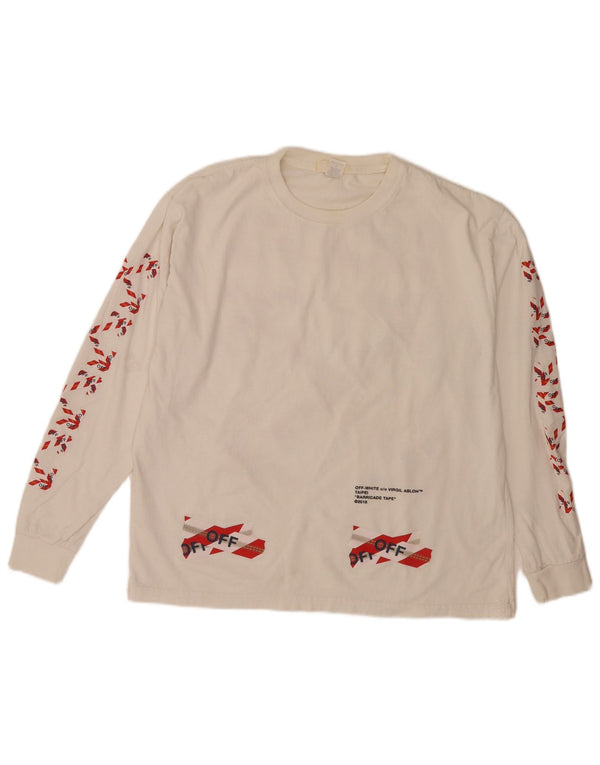 Top gráfico masculino vintage manga comprida grande algodão branco