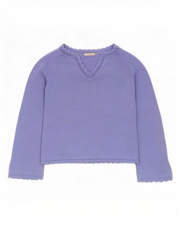 Top feminino Marks & Spencer manga comprida Reino Unido 16 grande algodão azul
