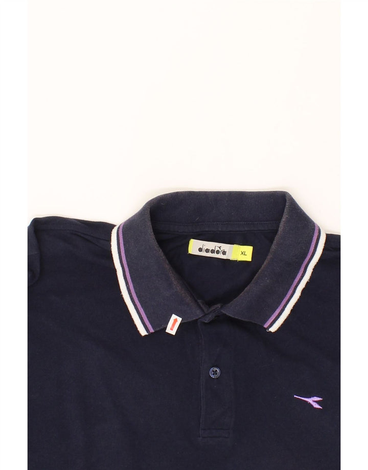DIADORA Mens Polo Shirt XL Navy Blue Cotton Vintage Diadora and Second-Hand Diadora from Messina Hembry 