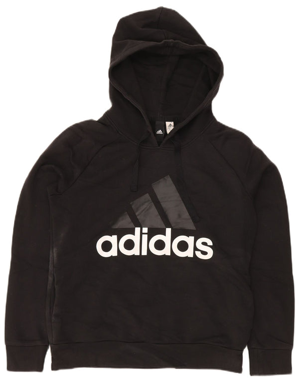 Adidas Womens Graphic Hoodie Jumper UK 12/14 Medium  Black Cotton