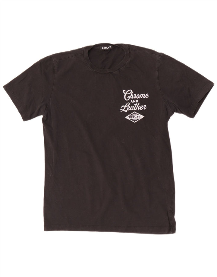 Camiseta Replay Boys Graphic 13-14 Anos Médio Algodão Preto