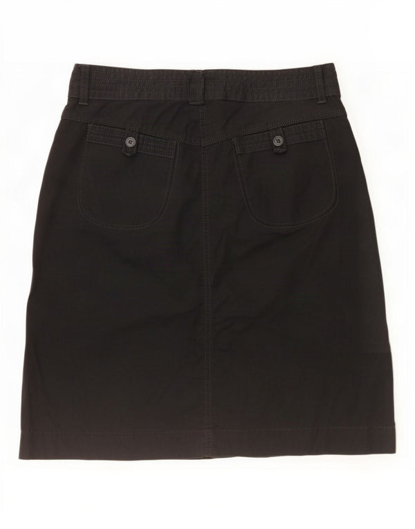 Saia reta feminina Marks & Spencer UK 14 grande W34 algodão preto