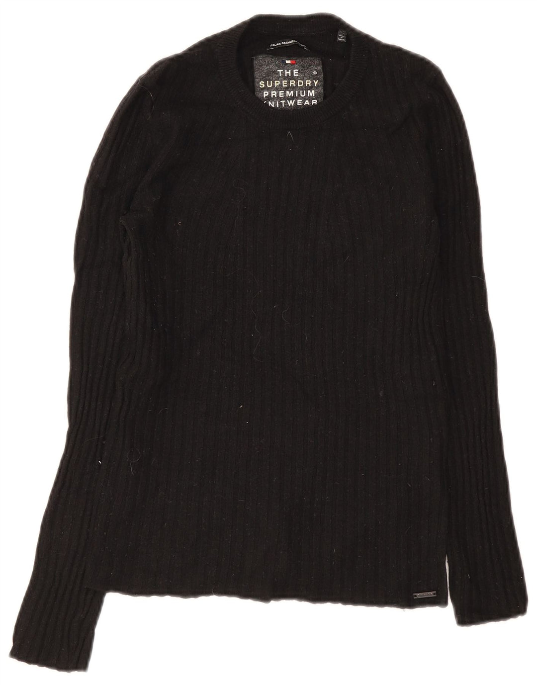 Suéter feminino Superdry com gola redonda e 8 lã preta pequena