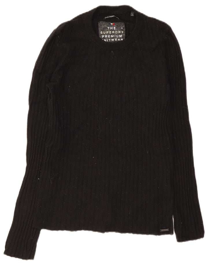 Suéter feminino Superdry com gola redonda e 8 lã preta pequena
