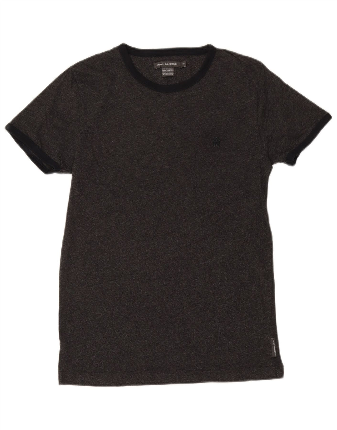 Camiseta masculina French Connection Top pequeno algodão cinza