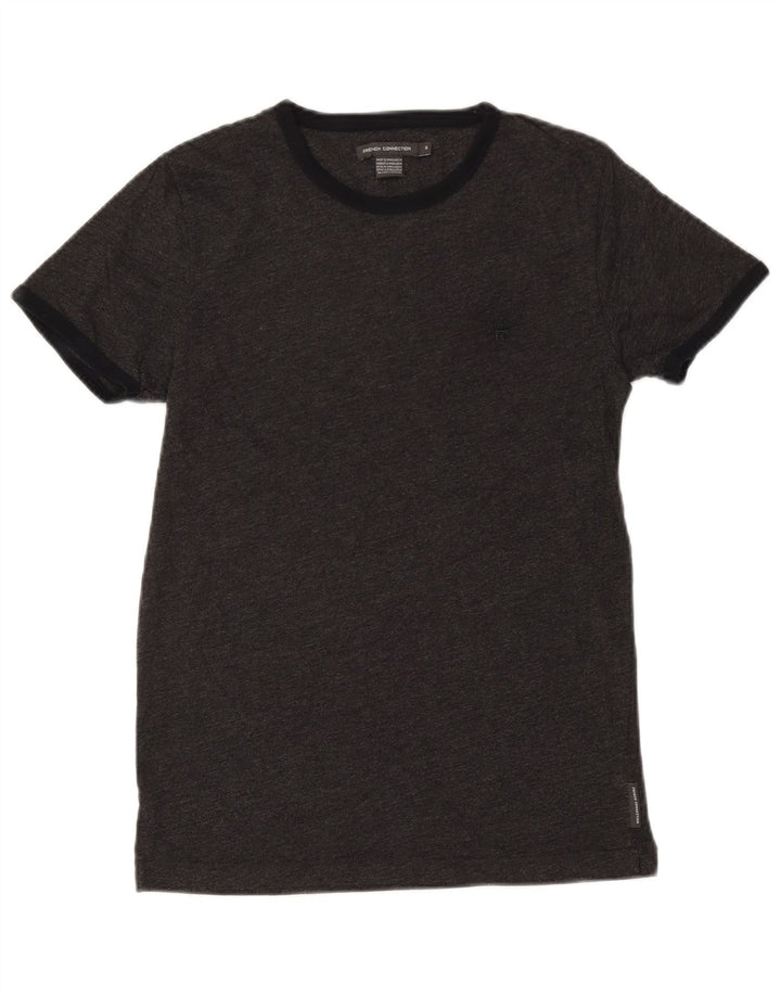 Camiseta masculina French Connection Top pequeno algodão cinza