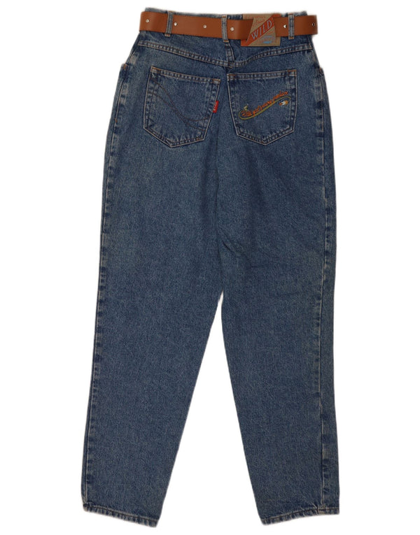 Calça jeans feminina selvagem de cintura alta IT 48 XL W26 L30 azul algodão