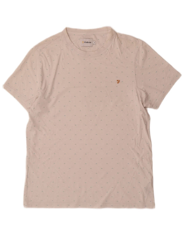 Camiseta masculina Farah com estampa abstrata de algodão branco médio