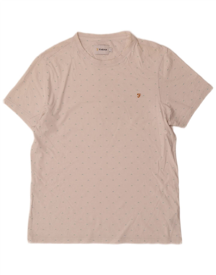 Camiseta masculina Farah com estampa abstrata de algodão branco médio