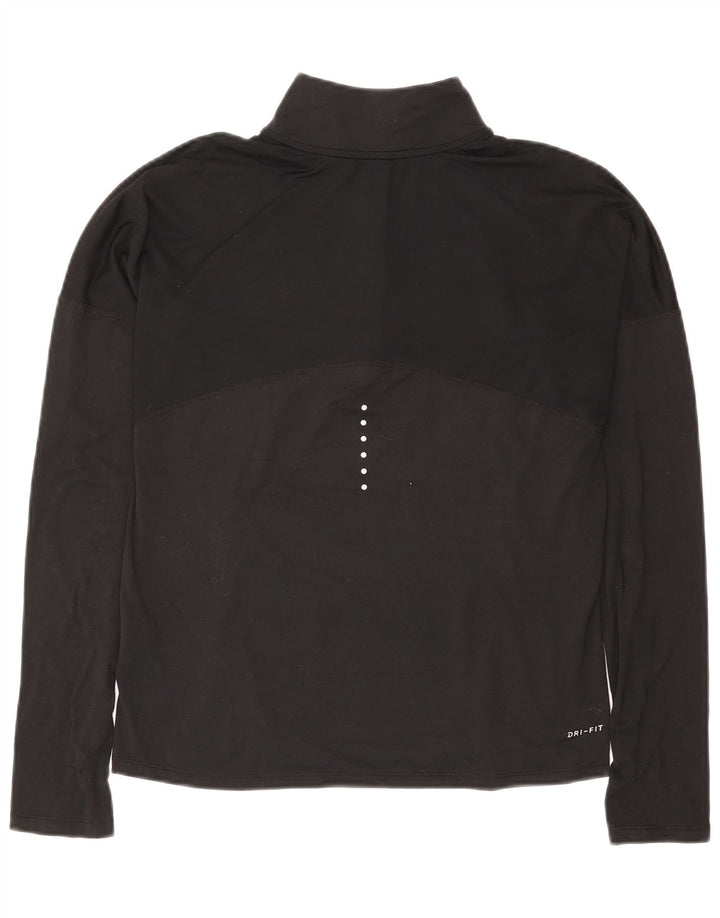 NIKE Womens Dri Fit Zip Neck Pullover Treino Top Reino Unido 10 Pequeno Preto
