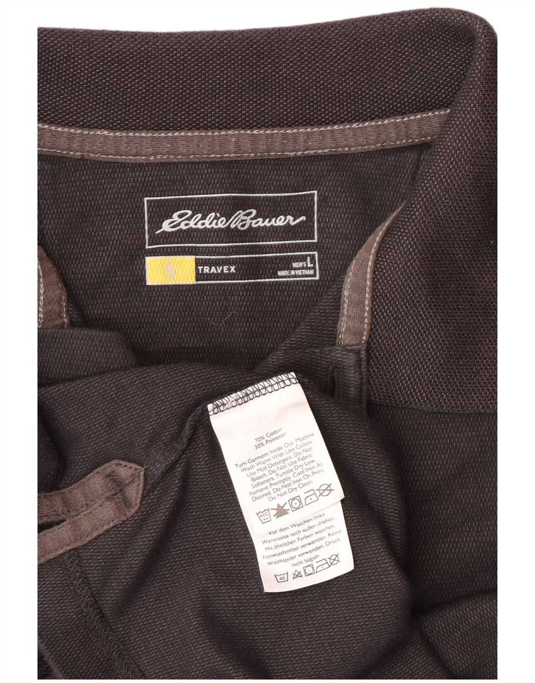 Camisa polo masculina EDDIE BAUER grande algodão cinza