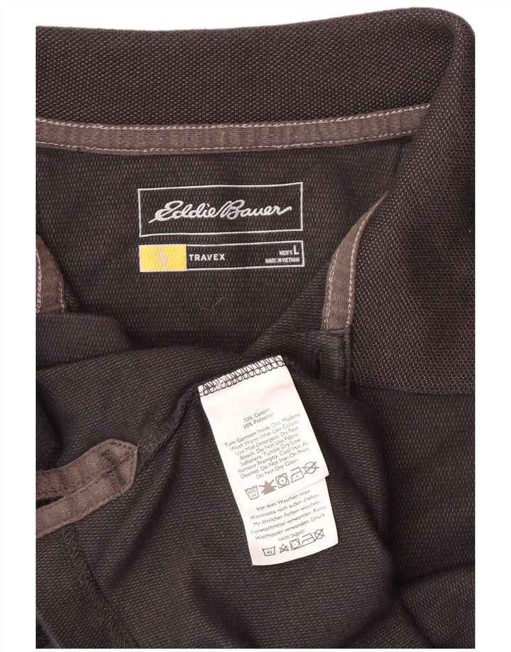 Camisa polo masculina EDDIE BAUER grande algodão cinza