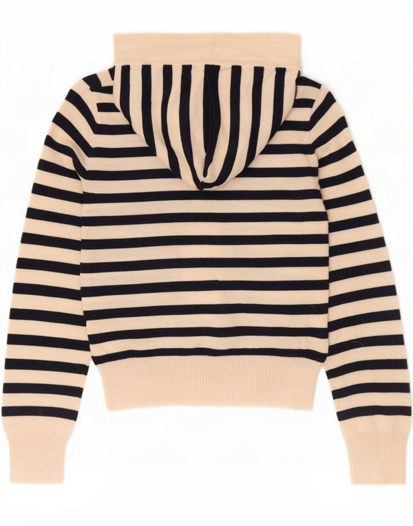 Suéter feminino com capuz Gant UK 10 lã listrada branca pequena