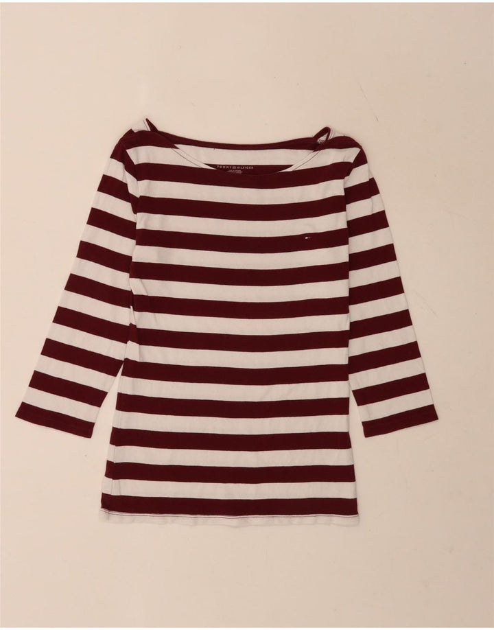 Tommy Hilfiger Top Regular Feminino Manga 3/4 Reino Unido 8 Pequeno Listrado Branco