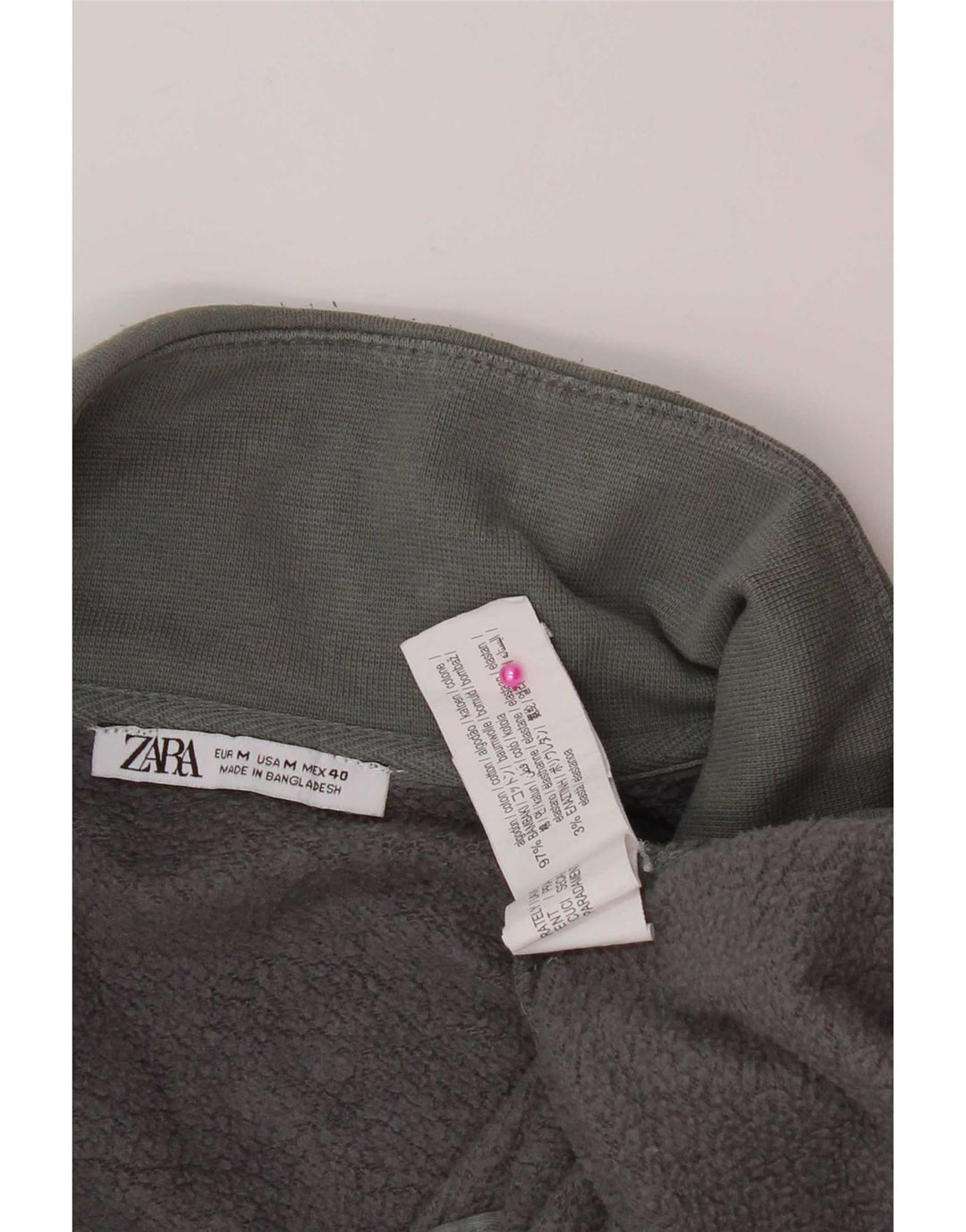 Zara moletom masculino com zíper e gola alta algodão cinza médio