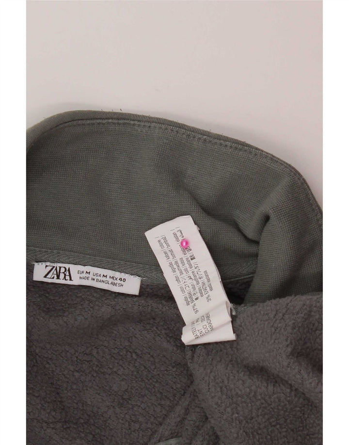 Zara moletom masculino com zíper e gola alta algodão cinza médio