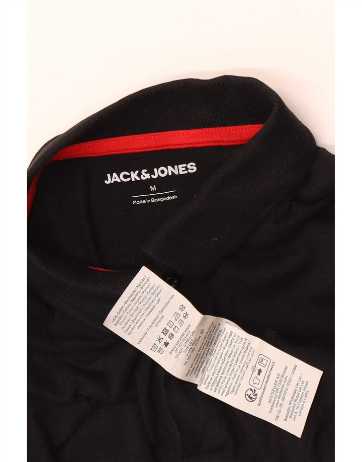 Camisa polo masculina Jack & Jones de algodão preto médio