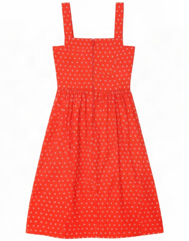 Vintage Womens Sundress UK 12 Floral Vermelho Médio
