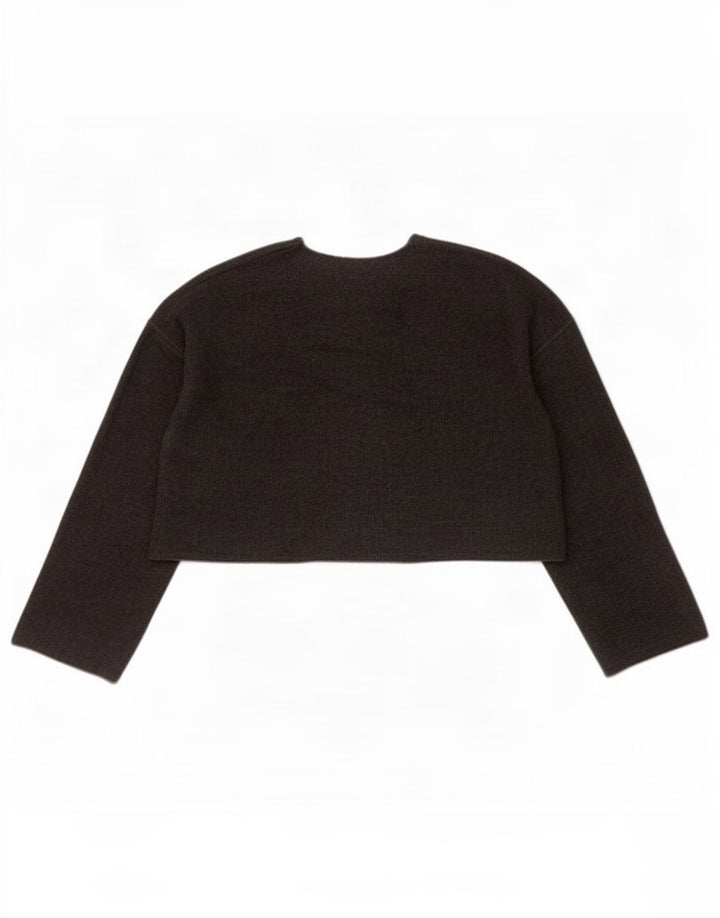 Zara Suéter Cardigan Feminino Crop Oversized Reino Unido 10 Poliéster Cinza Pequeno