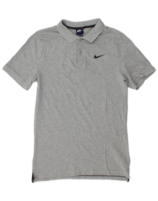Camisa polo masculina Nike pequena cinza algodão