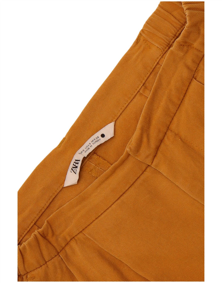 Zara Shorts Chino Feminino Plissado Pequeno W26 Marrom