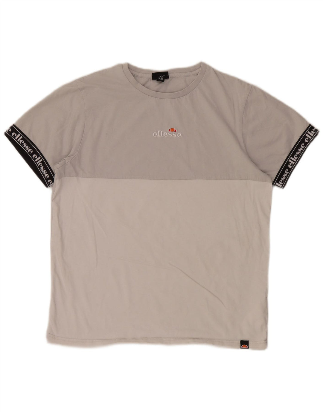 Ellesse Camiseta masculina gráfica Top cinza médio algodão colorblock
