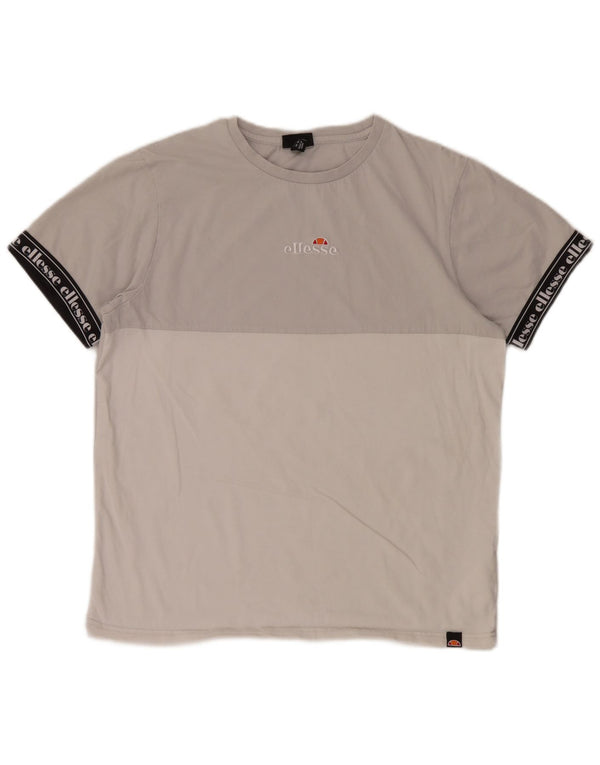 Ellesse Camiseta masculina gráfica Top cinza médio algodão colorblock