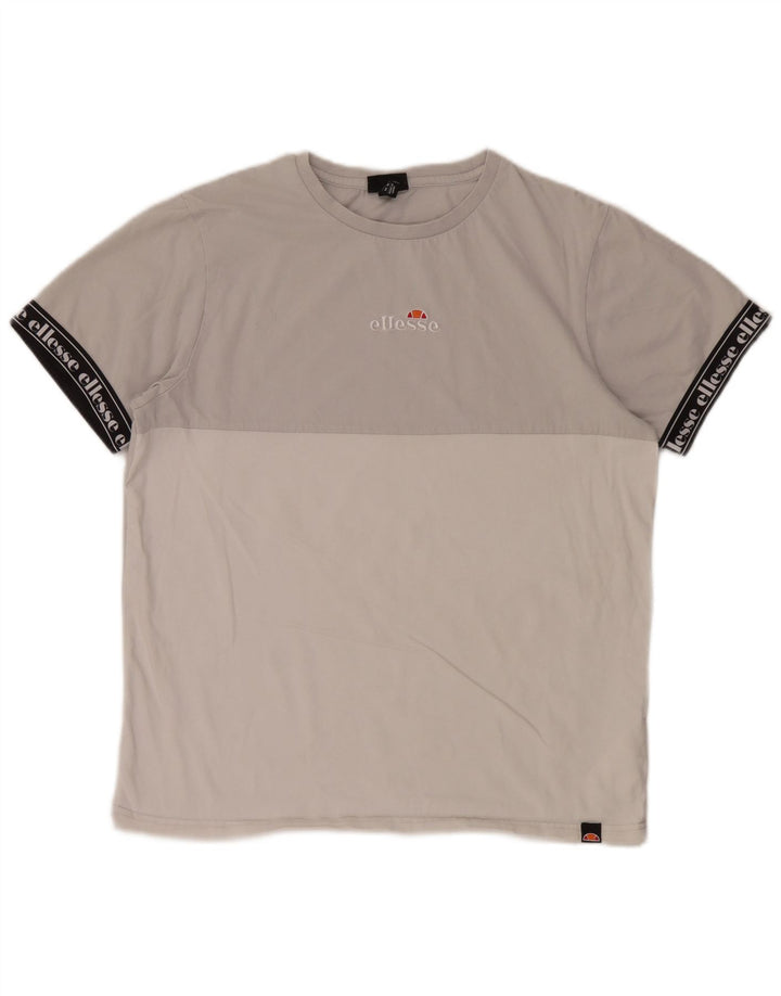 Ellesse Camiseta masculina gráfica Top cinza médio algodão colorblock