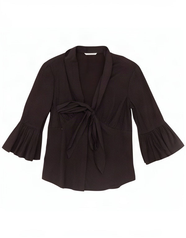 Blusa feminina vintage manga 3/4 IT 44 algodão manchado preto médio