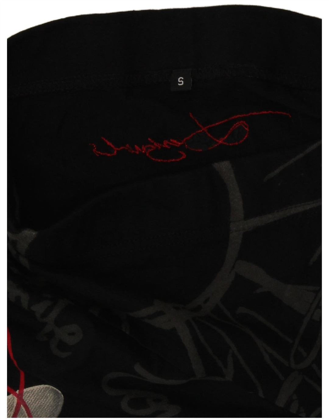 Desigual saia feminina gráfica linha A pequena W26 preta floral