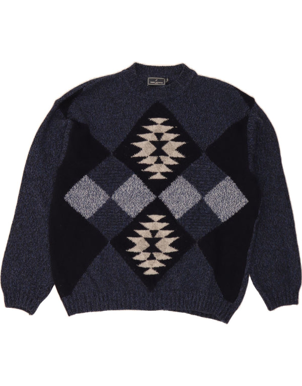 DANIEL HECHTER Suéter masculino com gola redonda IT 50 azul marinho médio