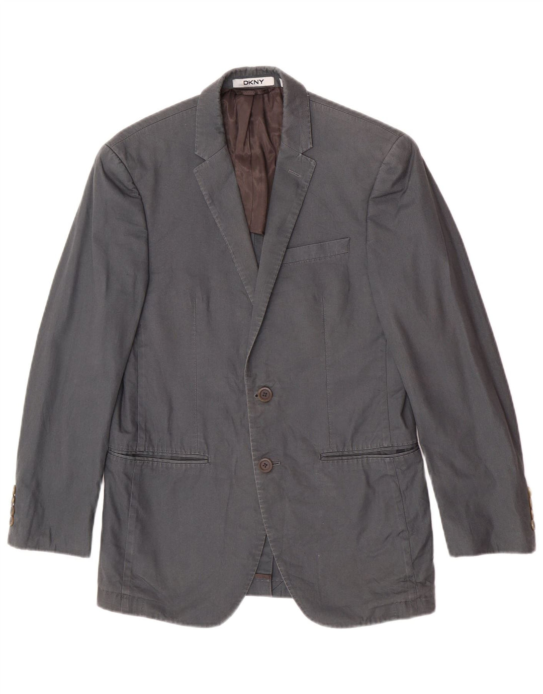 Jaqueta blazer masculina Dkny com 2 botões Reino Unido 36 algodão cinza pequeno