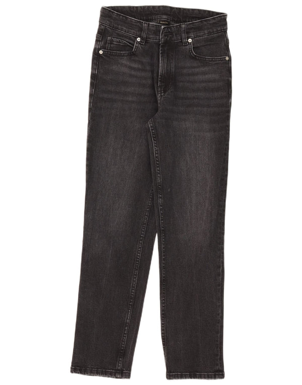 Jeans retos femininos Massimo Dutti EU 34 2XS W24 L26 algodão preto