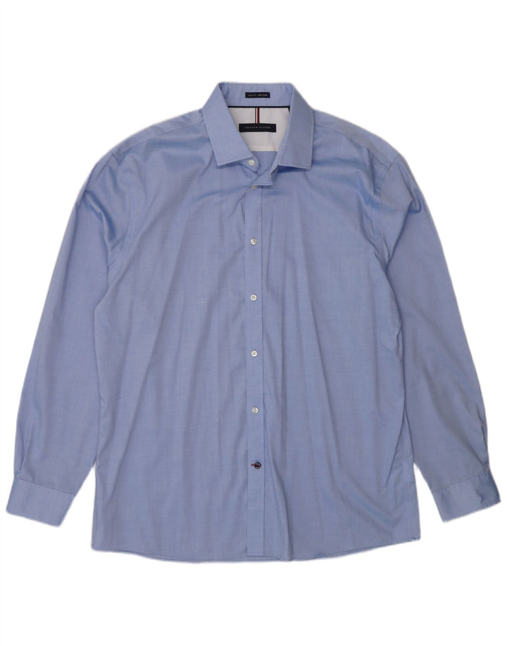 Camisa masculina Tommy Hilfiger Slim Fit tamanho 16 grande azul