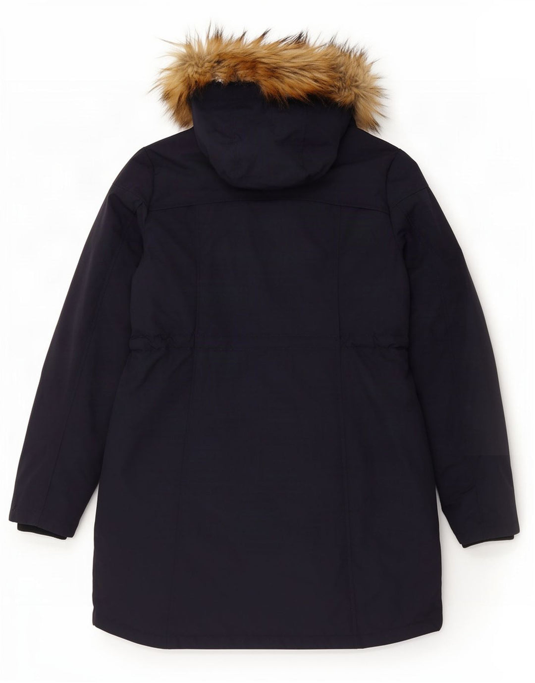 Casaco acolchoado com capuz feminino Fat Face UK 14 nylon azul marinho médio