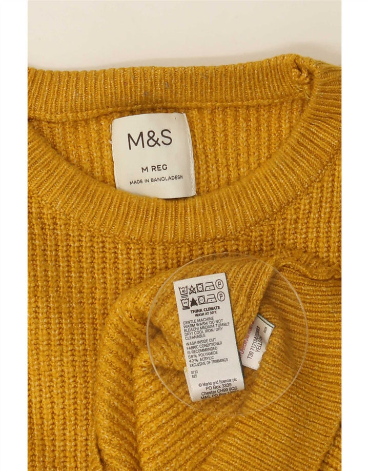 Suéter masculino Marks & Spencer com gola redonda em poliamida amarelo médio
