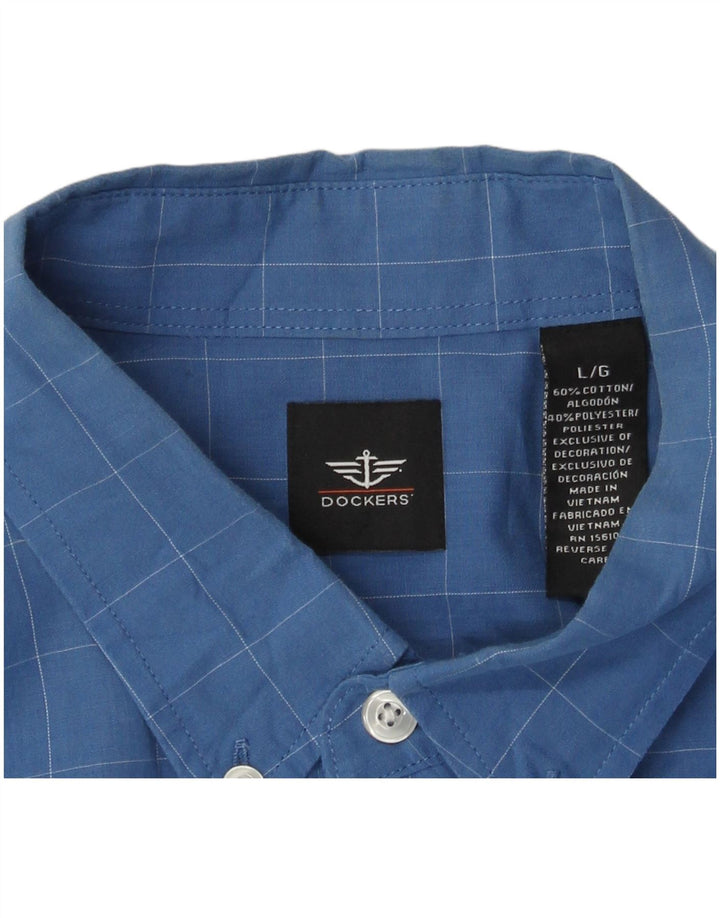 Camisa xadrez masculina Dockers grande algodão xadrez azul