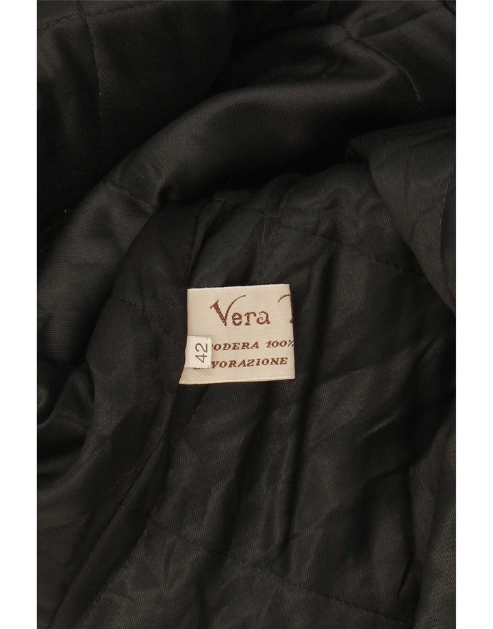 Casaco de couro superdimensionado vintage feminino IT 42 médio preto