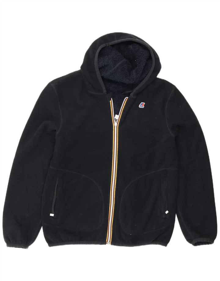 Jaqueta masculina de lã reversível com capuz K-Way Reino Unido 40 grande poliéster azul marinho