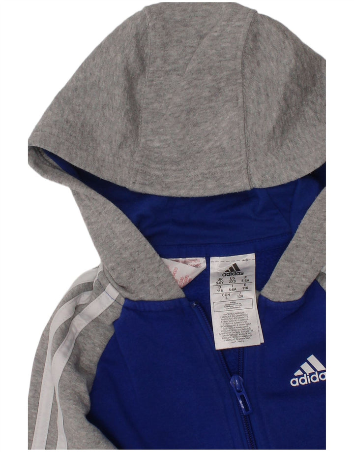 ADIDAS Suéter feminino com capuz e zíper 5-6 anos azul algodão colorblock