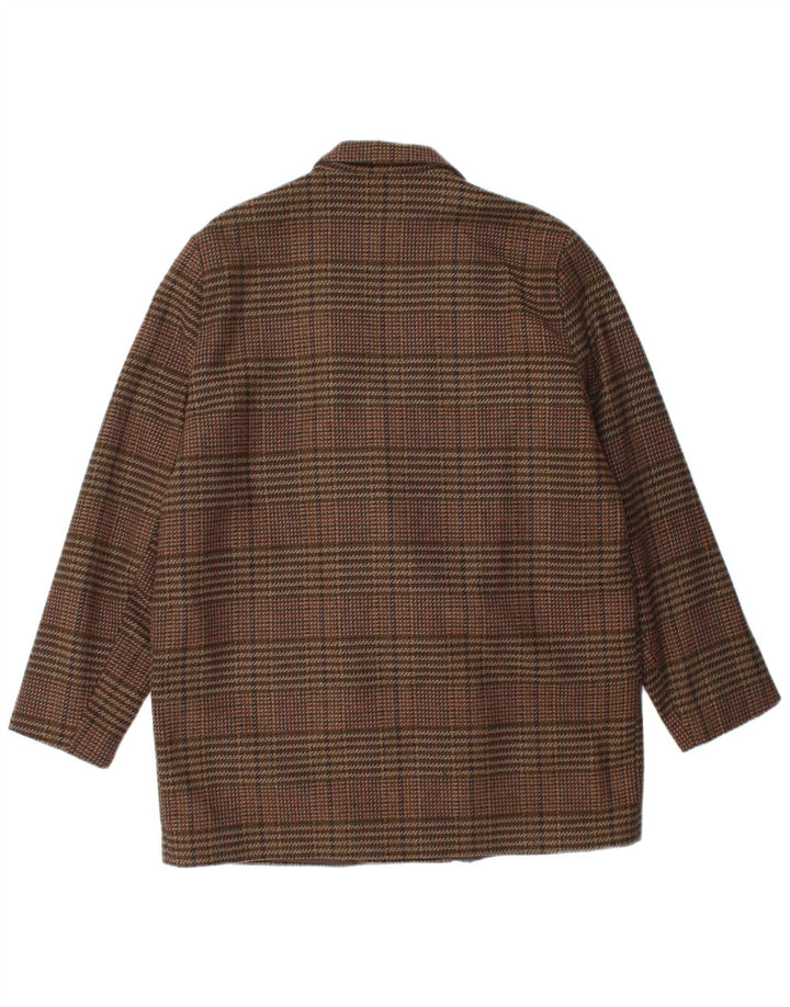 Jaqueta blazer feminina ETAM com peito duplo US 16 2XL marrom xadrez acrílico