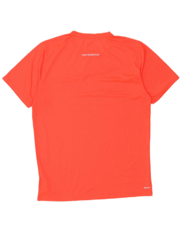 New Balance Mens T-Shirt Top Medium Orange Polyester