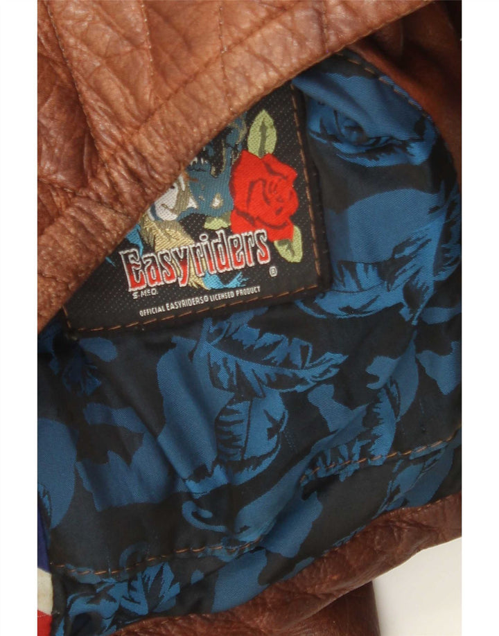 Jaqueta masculina de couro para motociclista Easyriders Reino Unido 36 pequena marrom