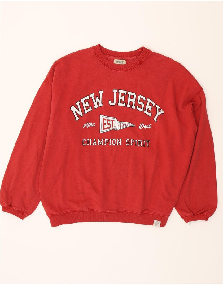 Jumper de moletom feminino grande PULL & BEAR pequeno vermelho
