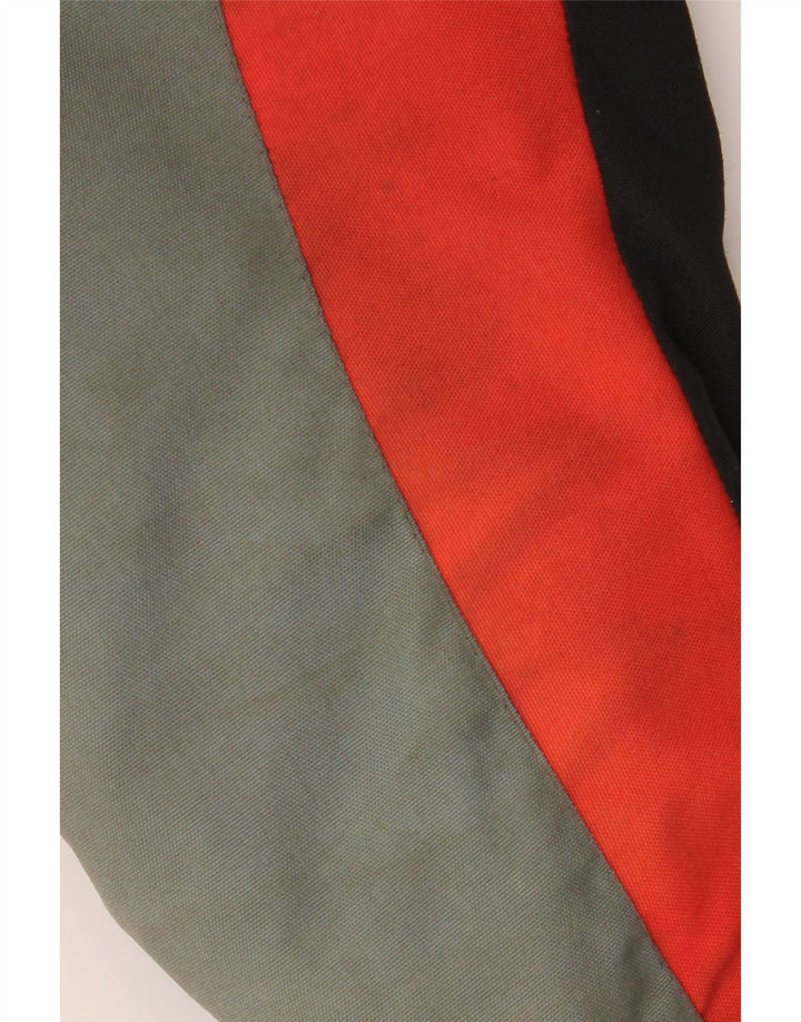Jaqueta vintage masculina Racer UK 40 grande bloco colorido preto