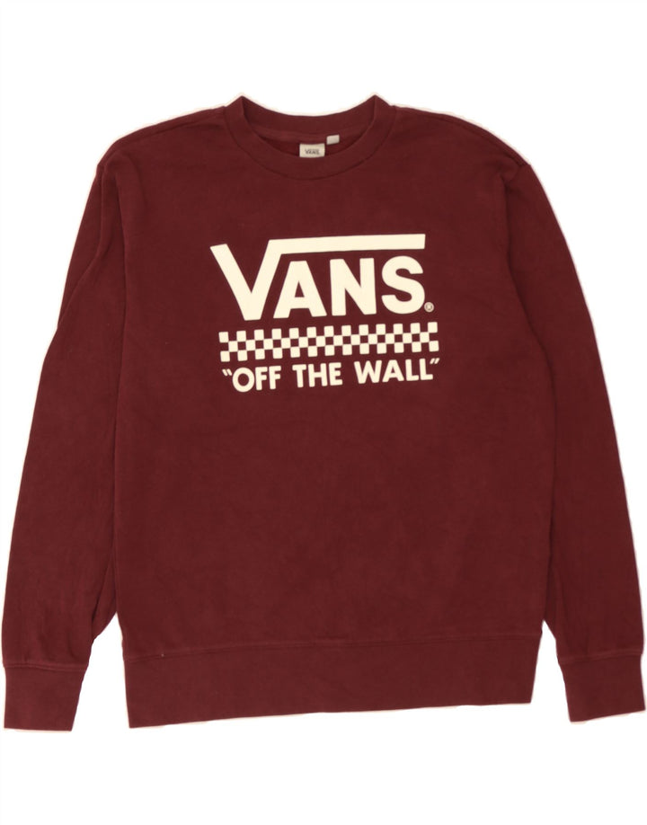 VANS Mens Graphic Sweatshirt Jumper Small Burgundy Cotton Vintage Vans and Second-Hand Vans from Messina Hembry 