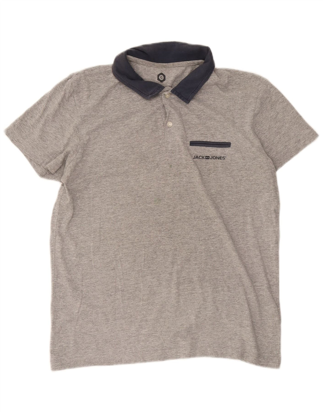 Camisa polo masculina Jack & Jones cinza médio algodão colorblock