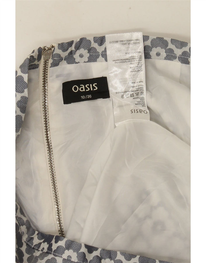 Mini saia feminina Oasis UK 10 pequena W28 cinza floral poliéster
