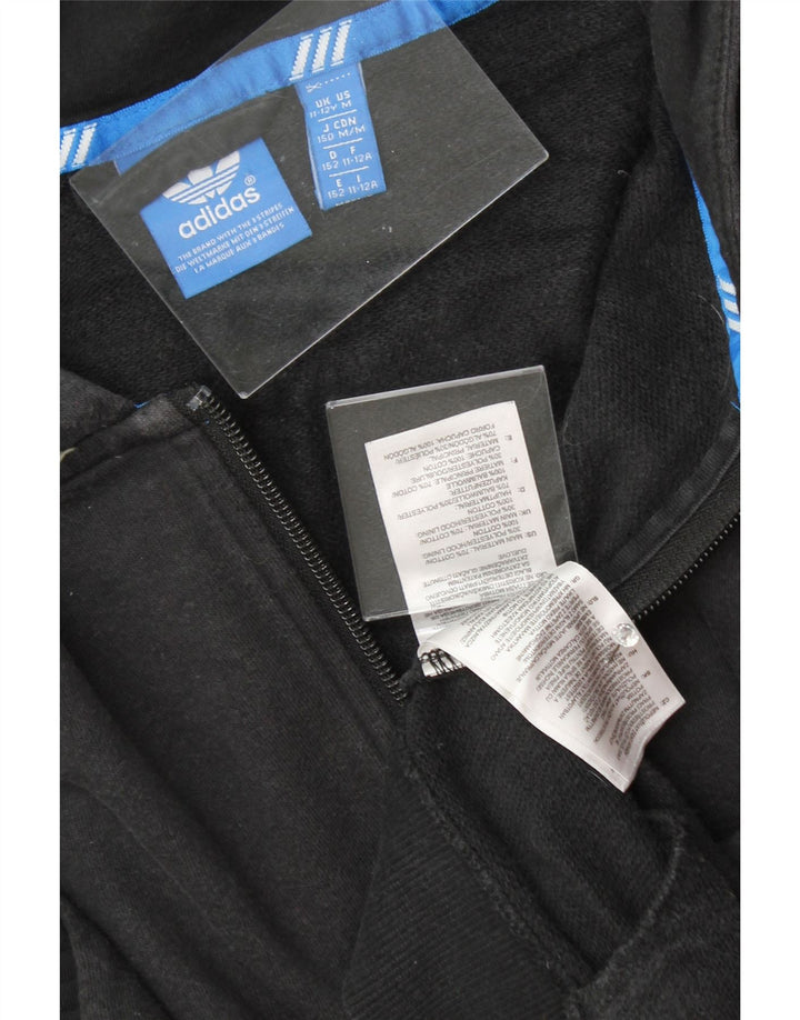 ADIDAS Boys Zip Hoodie Sweater 11-12 Years Black Cotton Vintage Adidas and Second-Hand Adidas from Messina Hembry 